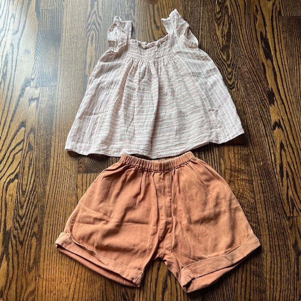 Pinna Studio Girls’ Cotton /Linen Blend Summer Set (6-7Y 120cm)